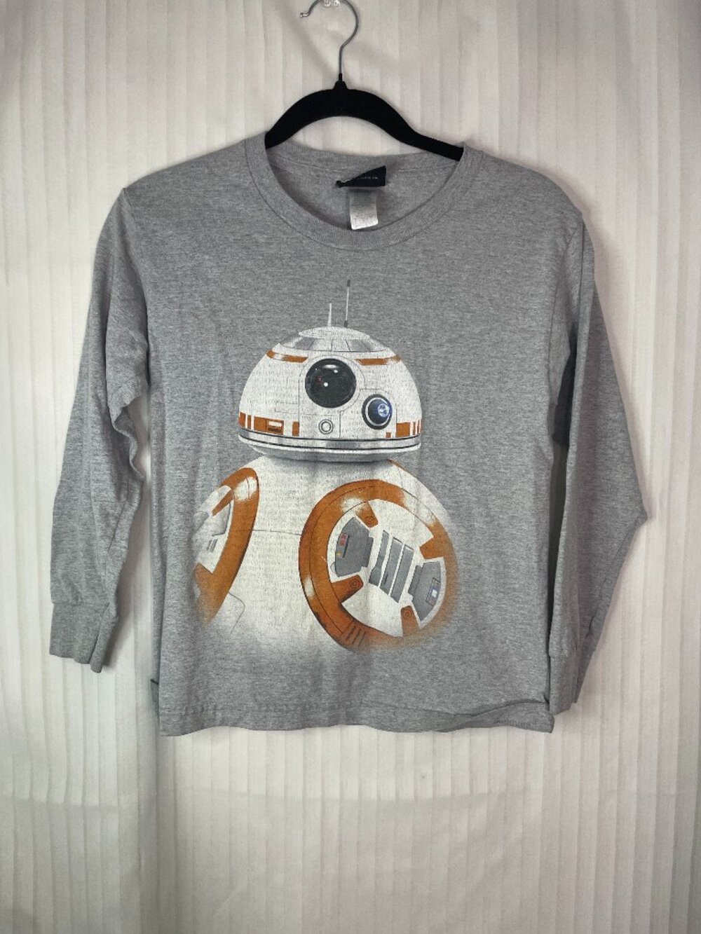 Star Wars BB-8 Gray Long Sleeve Graphic T-Shirt Kids Size M 8/10 Lucasfilm
